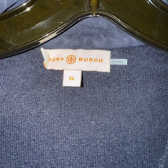 Tory Burch Cardigan Sweater Jacket in Tory Navy/Conifer Green, XL - Picture 3 of 4